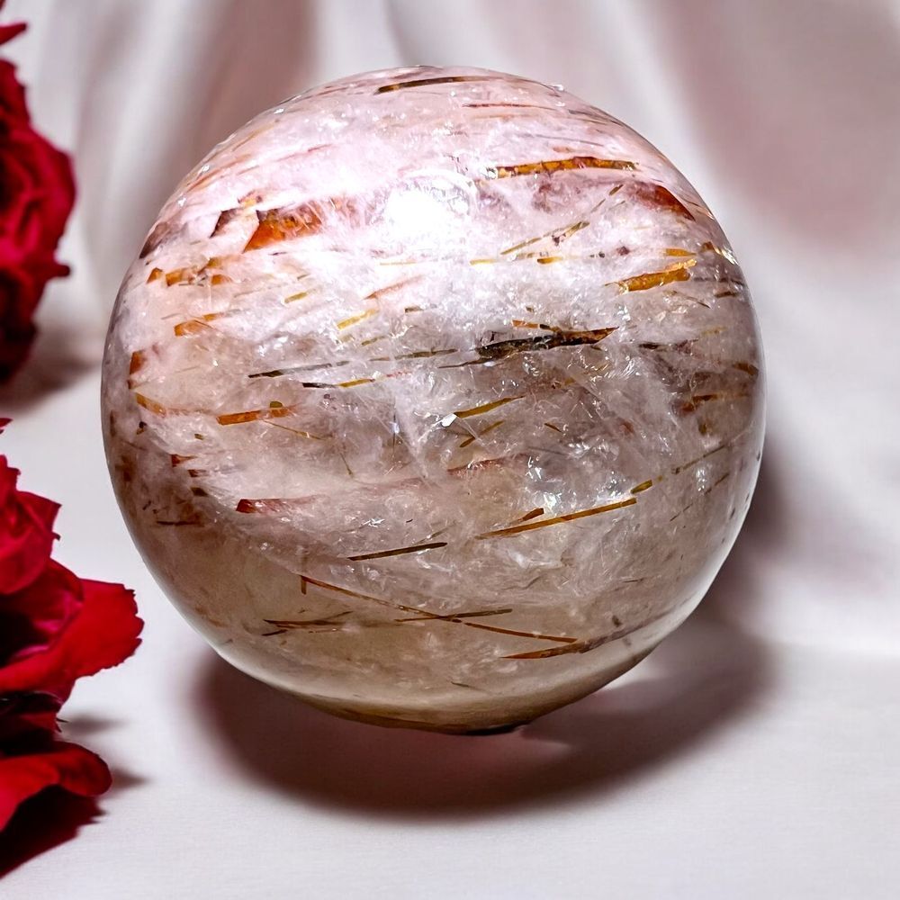 Golden Rutilated Quartz Marble Sphere